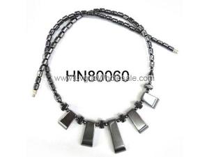 Hematite Teeths Pendants Beads Stone Chain Statement Bib Choker Fashion Necklace